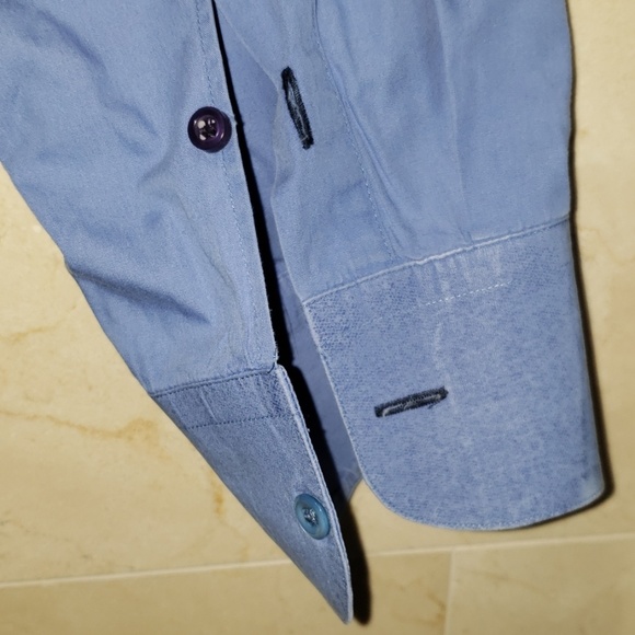 MEN'S ITALIAN GERANI BLUE DRESS SHIRT - Picture 4 of 6